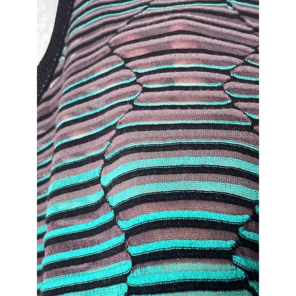 Missoni Black Gray Green Crew Neck Sleeveless Striped Knit Top Size 6 - Picture 4 of 12